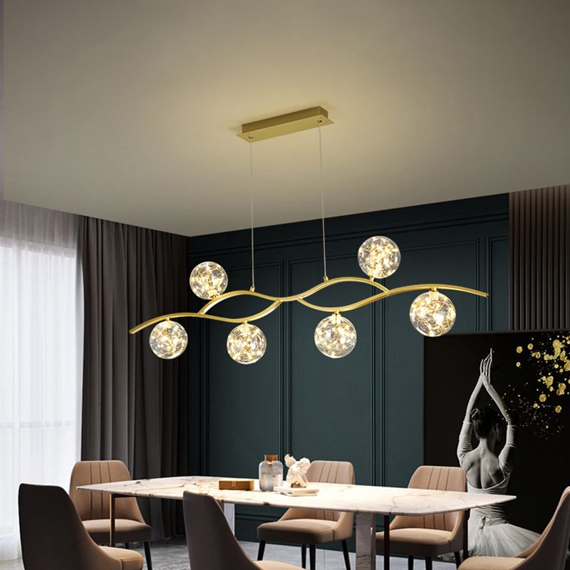 Modern Style Chandelier Light Round Glass Shade Ceiling Hanging Light for Dining Room