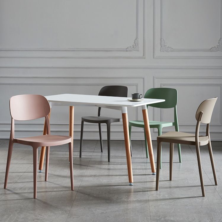 Scandinavian Plastic Armless Dining Chairs Stackable Open Back Side Chair (Set of 4)