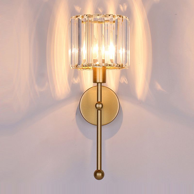 Crystal Cylinder Shape Wall Light Modern Style 1 Light Wall Light Sconce