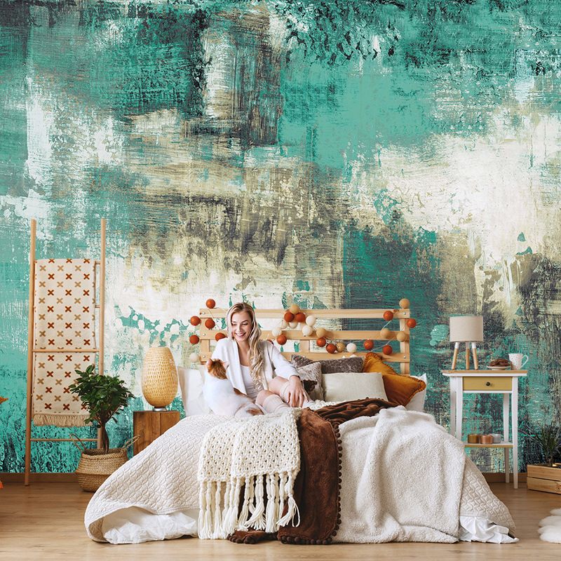 Reclaimed Surface Wall Mural Decal for Accent Wall, Dark Green, Personalized Size Available