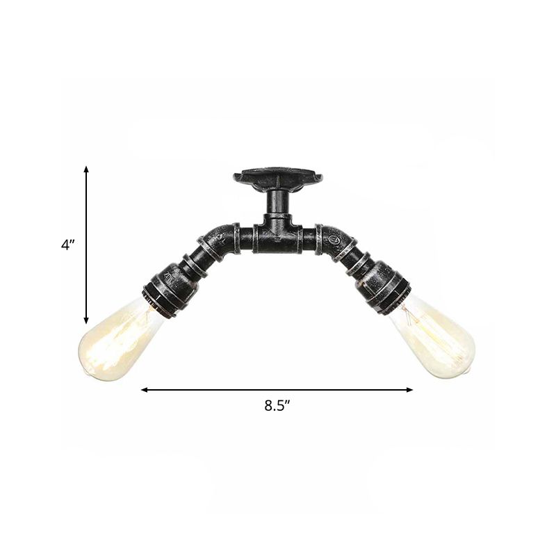 Bare Birne Indoor Semi Flush Mount Retro Metallic 2 Lichter Antik Silber/Altern Messing/Antike Bronze Nahe an Deckenlampe