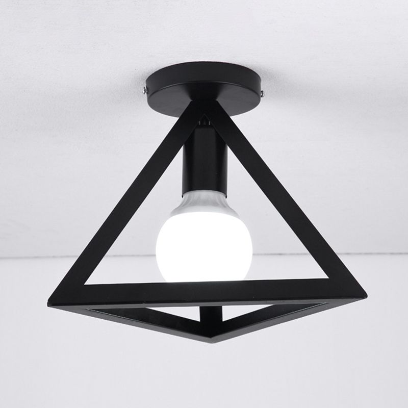 Marco geométrico de hierro forjado mini luz de techo de estilo jubilado de estilo industrial