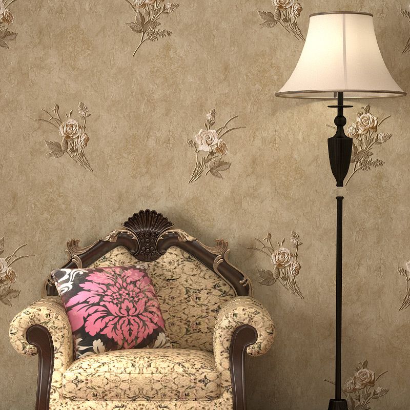 Rose Flower Wallpaper Roll Countryside Waterproof Bedroom Wall Decor, 31' x 20.5"