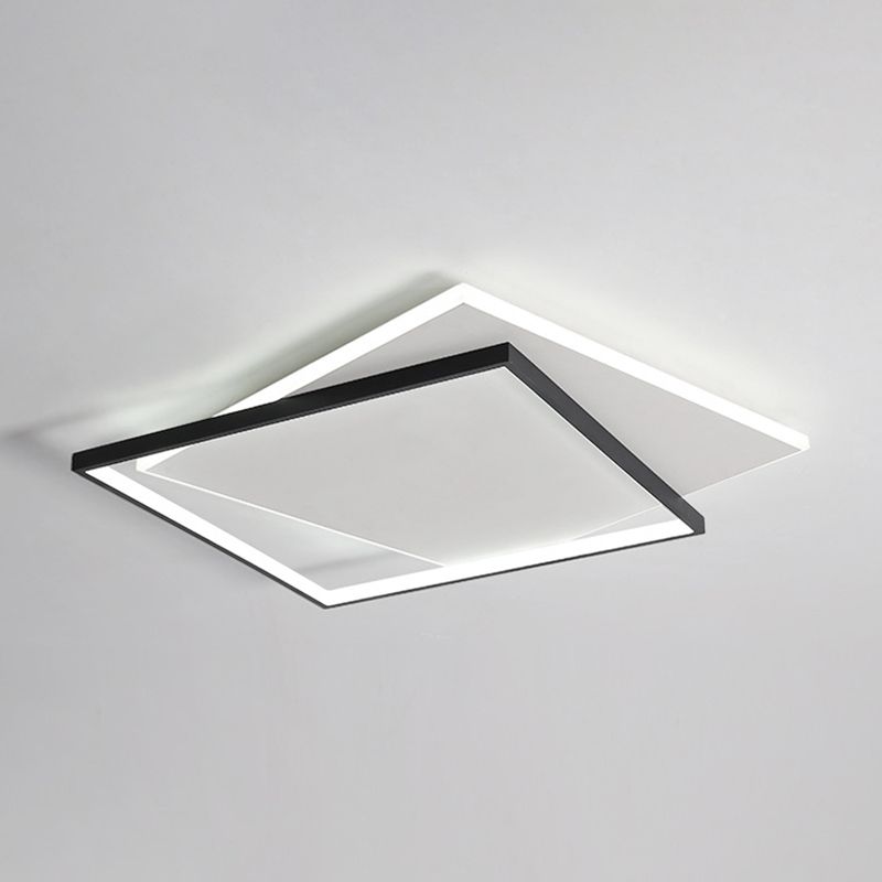 Metal Geometric Flush Mount Fixture Modern 2 Lights Flush Light Fixture in White