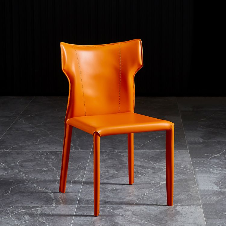 Silla sin brazos de comedor de metal contemporáneo, silla lateral de piel sintética para uso doméstico