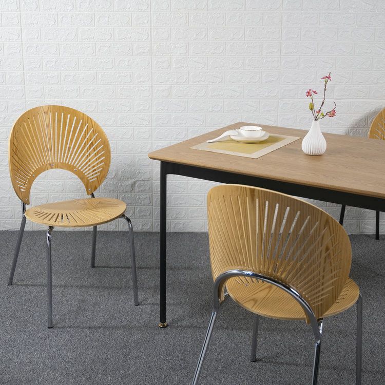 Ensemble de chaises de salle à manger de cuisine en bois de style moderne, chaises latérales à dossier ouvert