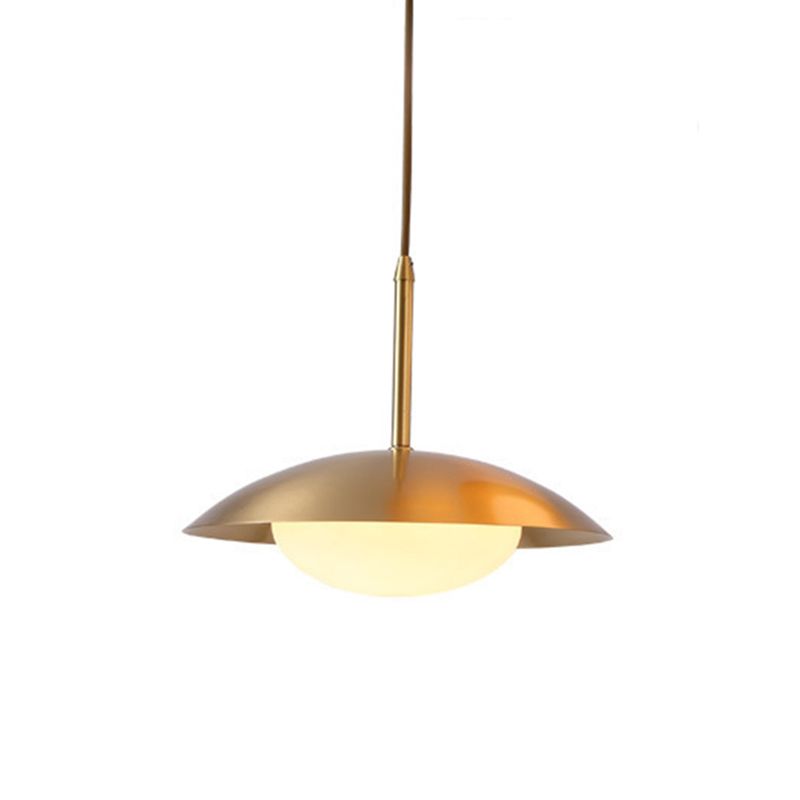 Modern Minimalist Style Flat Hanging Light Fixtures 1 Light Ceiling Pendant Light with Glass Shade