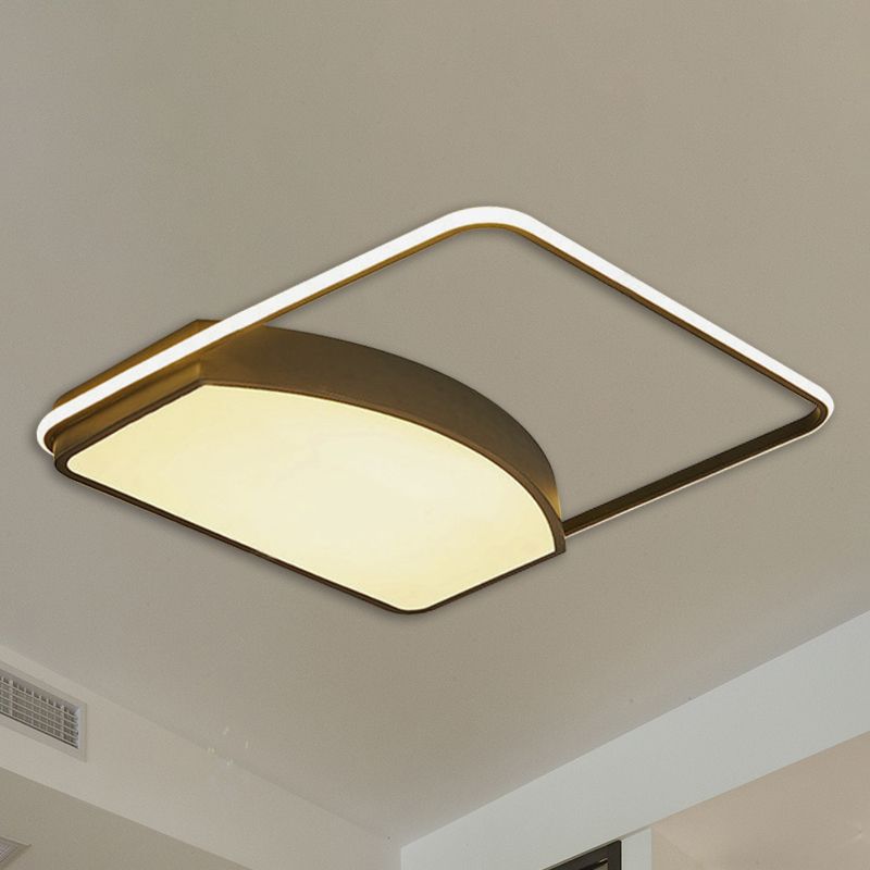 21.5"/37.5" Wide Geometric Flush Light Fixture Contemporary Acrylic Black LED Ceiling Lamp