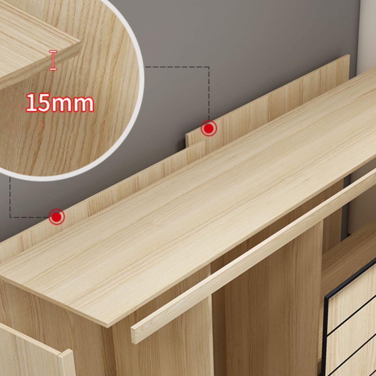 Natural Contemporary Style Wardrobe Armoire Engineered Wood Wardrobe Cabinet for Home