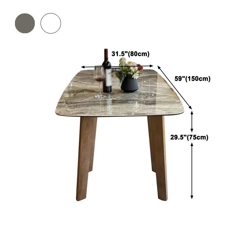 Mesa de comedor rectangular moderna, patas de madera maciza, mesa de cocina y comedor