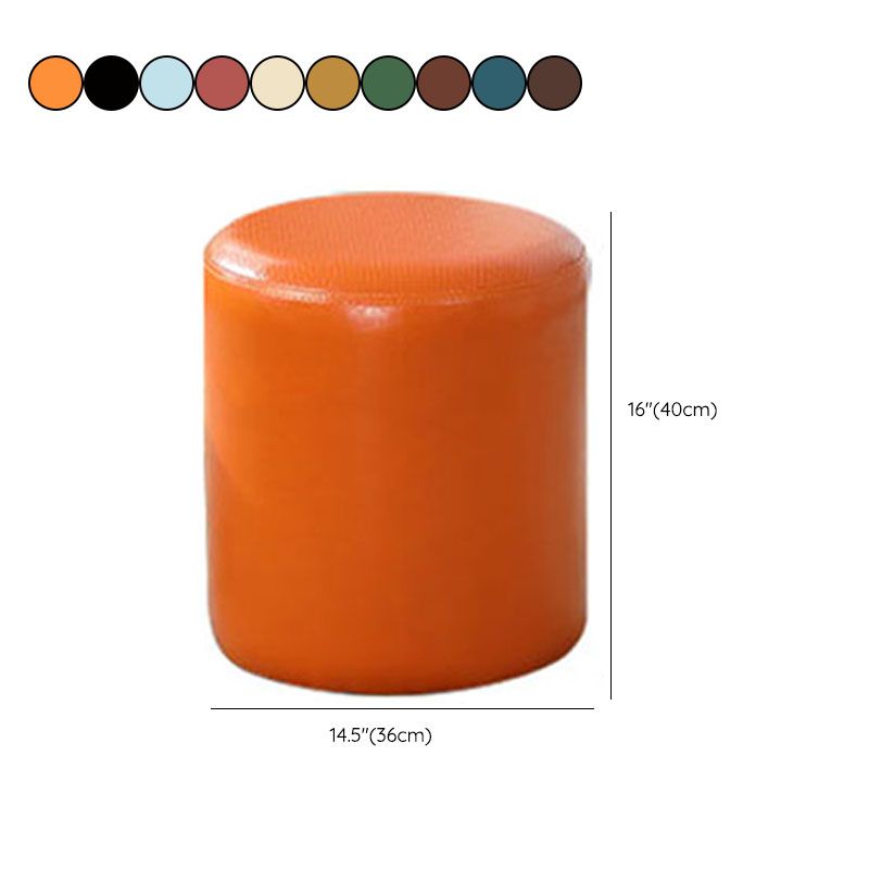 Orange Modern Pouf Water Resistant Solid Color Round Pouf for Drawing Room