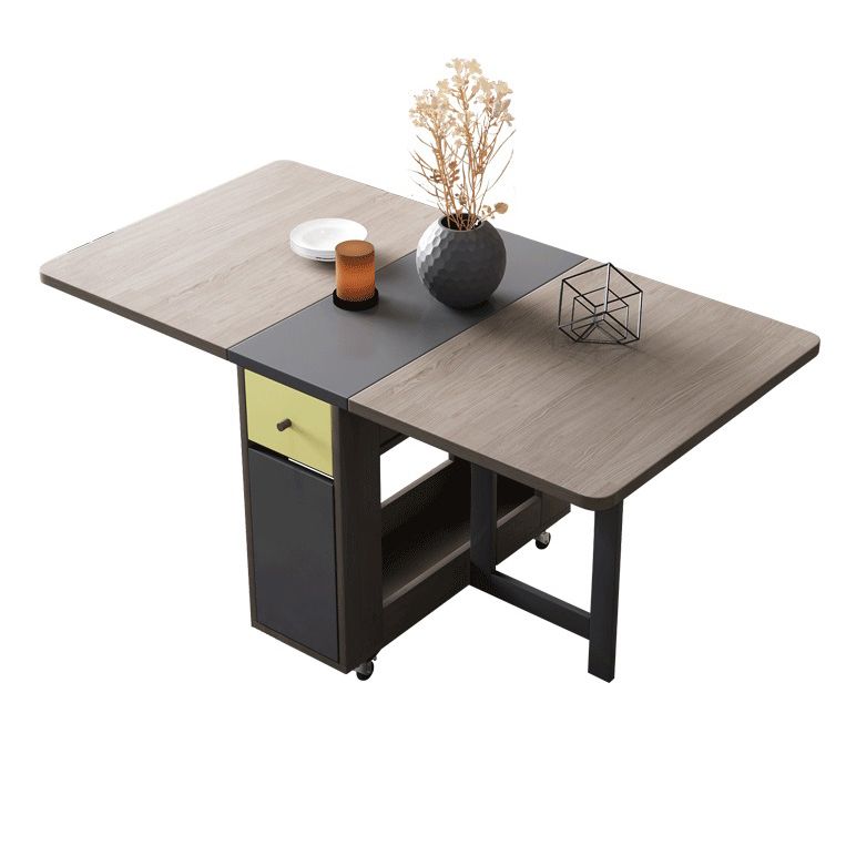 Rectangle Mid-Century Modern Dining Table Wood Base Table for Dining Room