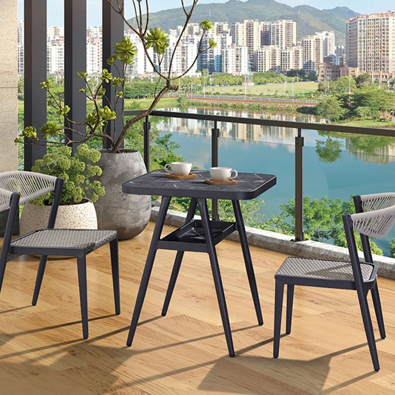 Modern Style Bistro Set Wooden 1/3 Pcs Metal Base Bistro Set