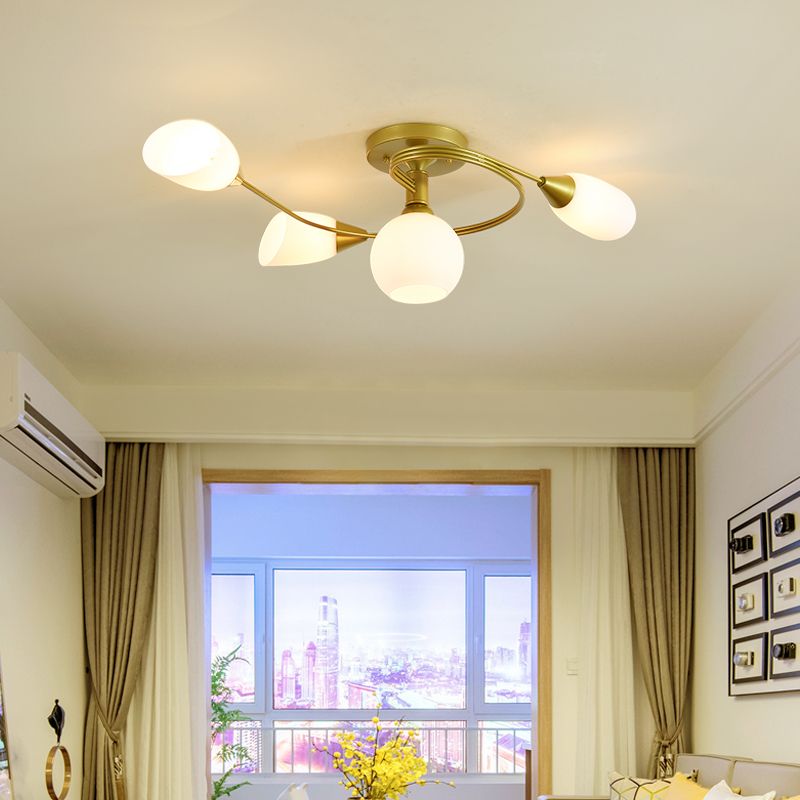 Schattiertes Wohnzimmer halb Flush Deckenleuchte Einfachheit Glasdecke Flush Mount