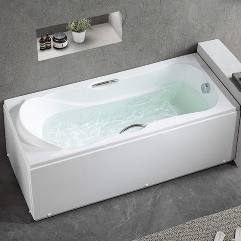 Freestanding Acrylic Bathtub Soaking White Square Modern Back to Wall Bathtub