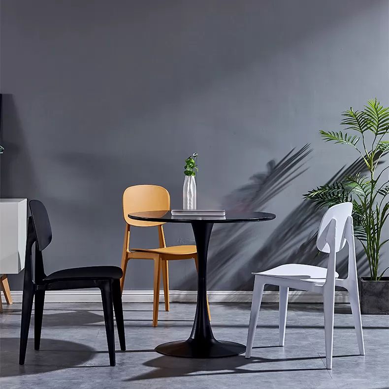 Minimalist Style Open Back Dining Side Chairs Plastic Dining Armless Chairs for Home