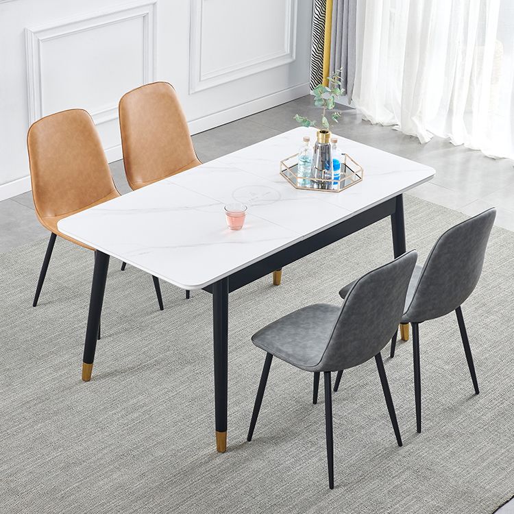 Contemporary Rectangle Dining Room Table White Sintered Stone Table with 4 Legs