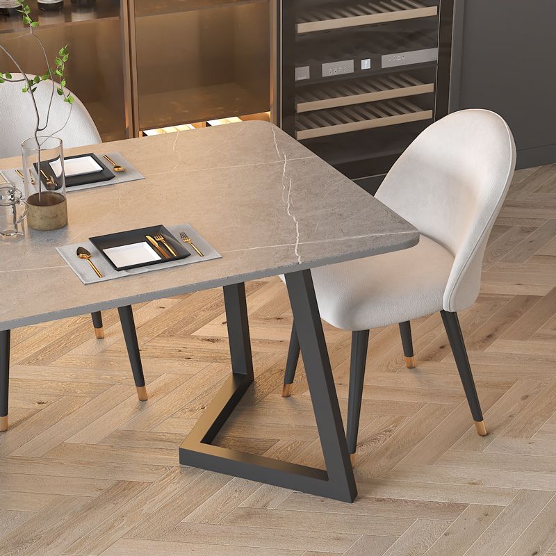 Gesinterde stenen eettafel moderne eettafel met zwart frame