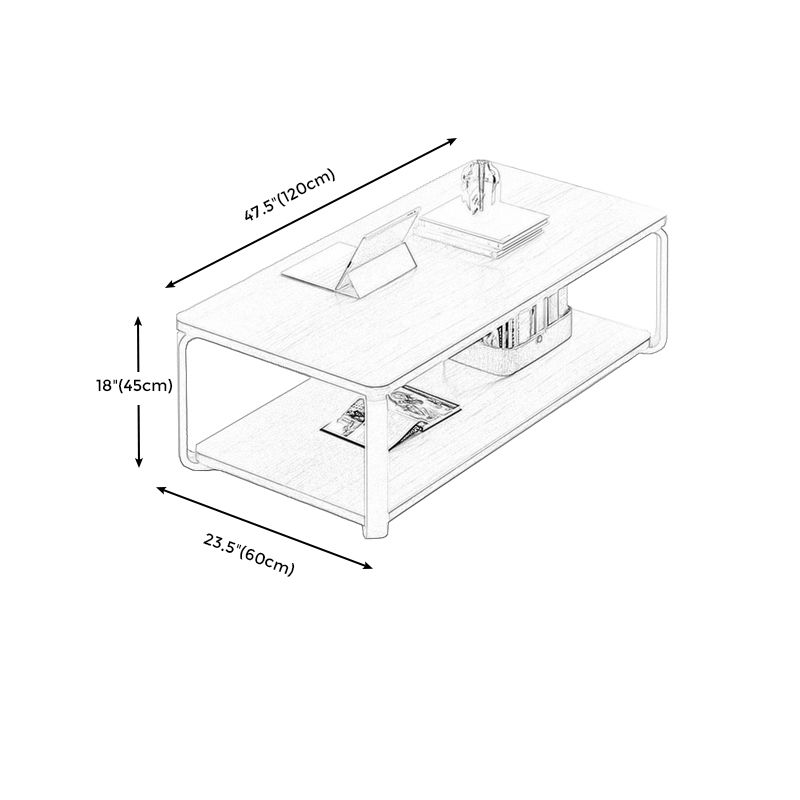 Nordic Rectangular Accent Table 18"H Coffee Table in White/Natural Finish