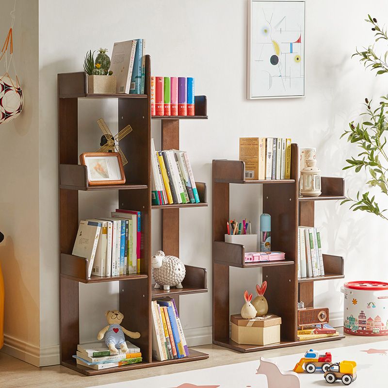 Mid Century Modern Wooden Bookcase with Shelves for Home Office