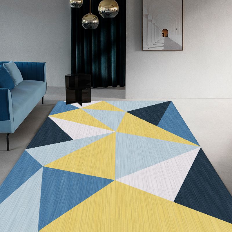 Grey Tone Casual Area Carpet Polyester Geometry Indoor Rug Anti-Slip Backing Carpet for Home Decor