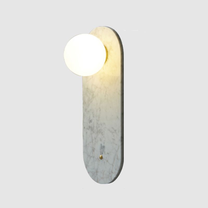Nordic Style Marble Wall Light Geometric 1 Light Wall Sconce with Glass for Bedroom