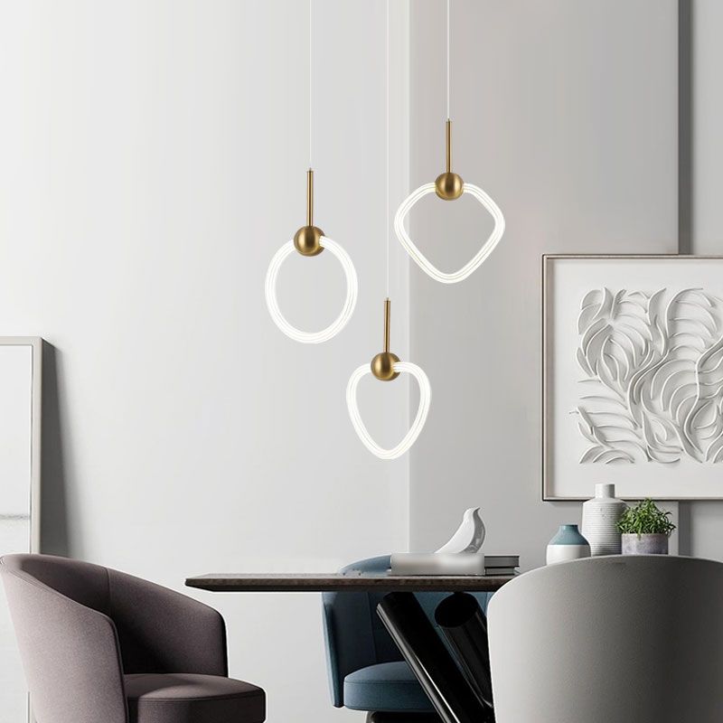 Modern Gold Pendant Light Metal Geometric Hanging Pendant for Living Room