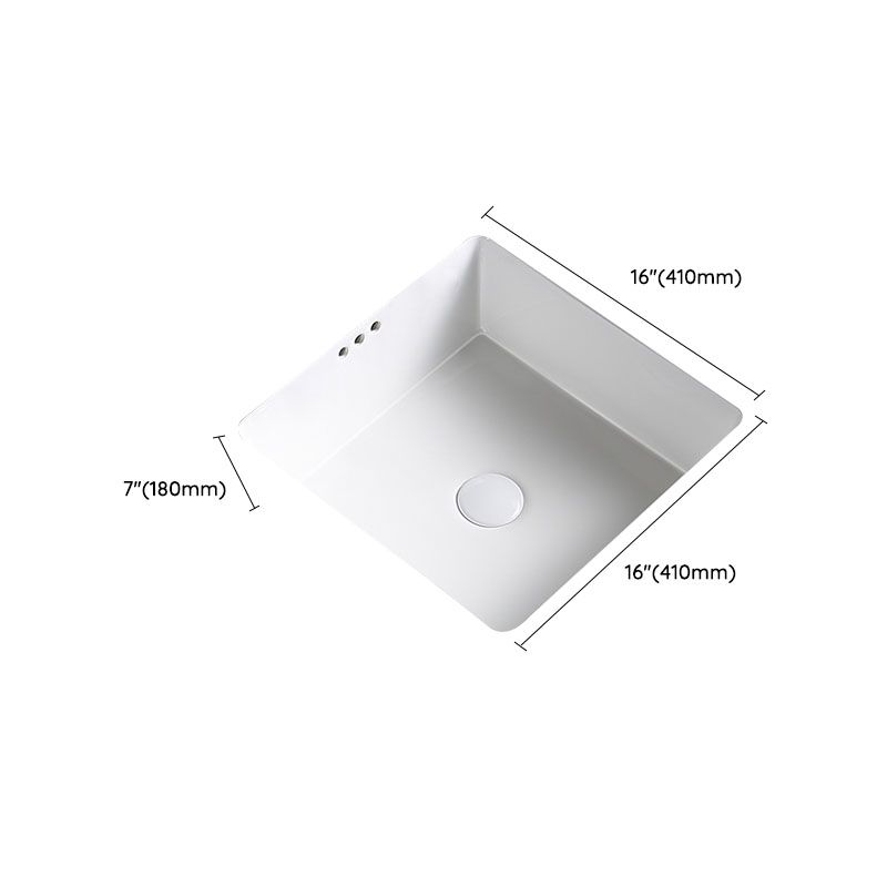 Modern Undermount Bathroom Sink Porcelain with Pop-Up Drain Basin Sink