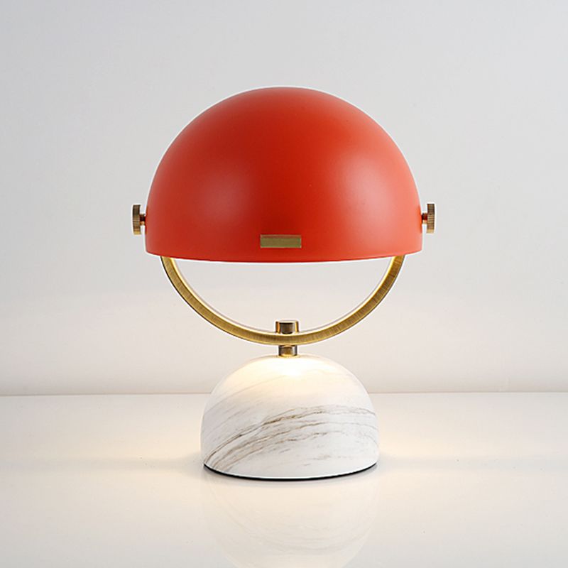 Black/Red Finish Domed Table Lamp Modern Style 1-Bulb Metal Table Light with Marble Base for Bedroom