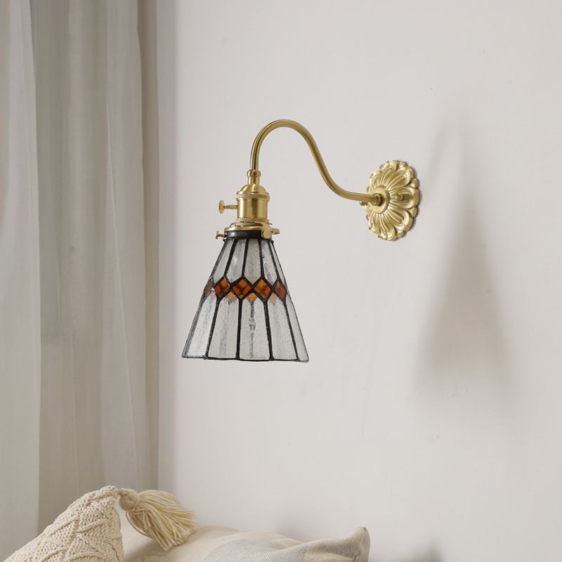 Glass Flared Wall Sconce Lighting Industrial Style 1 Light Wall Mounted Light