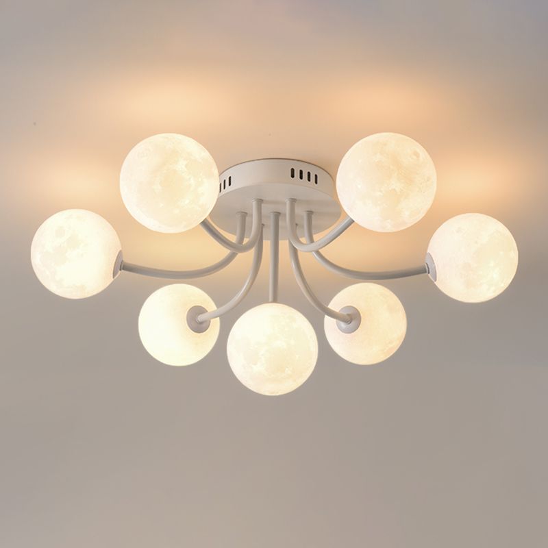 Nordic Sputnik Flush Mount Globe Ceiling Light Fixture with Glass for Bedroom