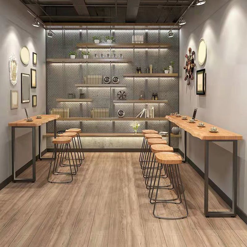 Modern Style Wood Bar Table Brown Rectangle Bar Table for Kitchen