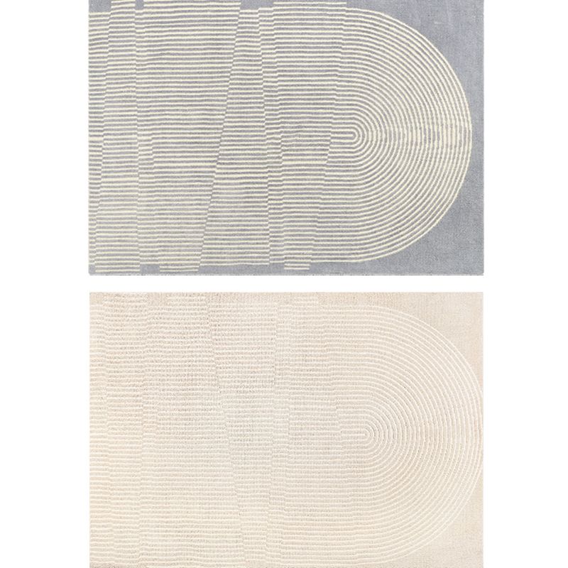 Stylish Grey Modern Rug Polyester Stripe Pattern Area Carpet Non-Slip Backing Rug for Home Decor