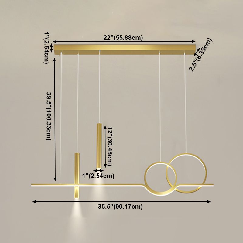 Luz de colgante geométrico de iluminación contemporánea de metal iluminación de la isla de cocina