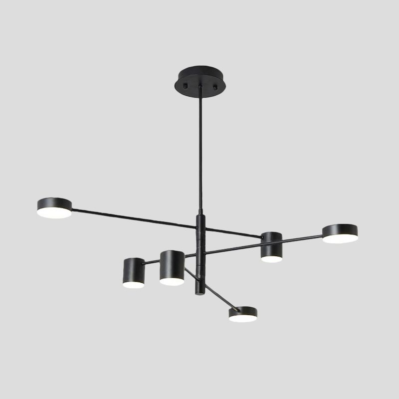 Black/bianco a 3/0 livello braccio dritto a sospensione moderna ferro moderno 6/8 lampadina a LED lampadario in luce calda/bianca con design rotabile, 23,5 "/27" W
