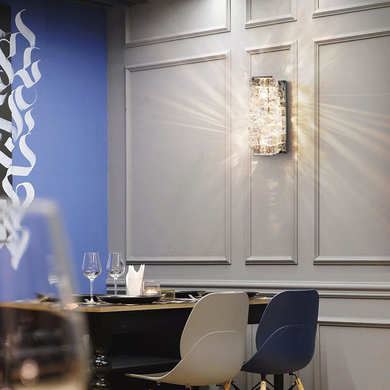 Modern Luxury LED Wall Sconce Crystal Rectangular Wall Lamp for Bedroom