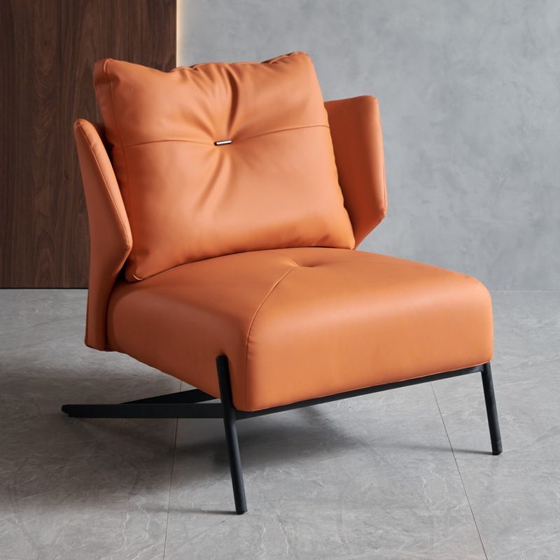 Contemporary Bonded Leather Armless with Black Legs Pillow Back Accent Room Chair