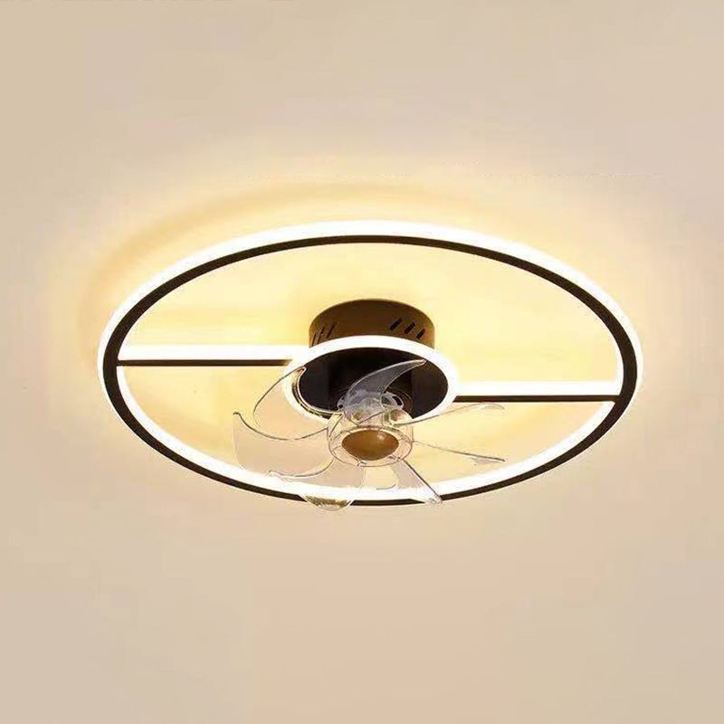 Fernbedienungssteuerung Rechteckige Deckenventilator Lampe zeitgenössische Acryl-Wohnzimmer-LED-LED-LED-Licht mit 7-Blatt