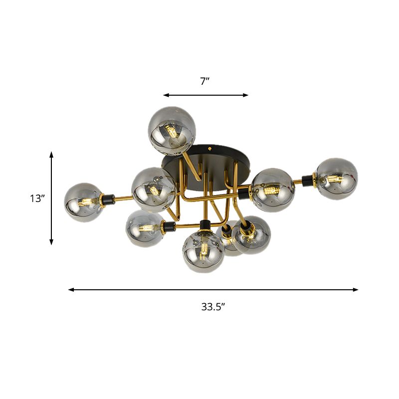Sphere Shade Semi Plafond Mount Light Multi-Head Modern Moden Mermor Metal Plafond Plafond for Hotel