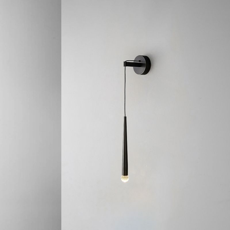 Geometric Shade Crystal Wall Sconce Modern Style 1 Light Wall Mount Lighting in Black