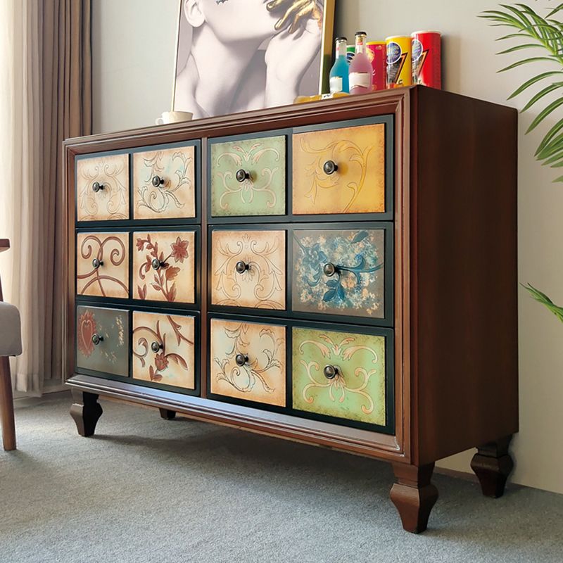 Mid-Century Modern Knobs Chest with Turned Legs Accent Chest