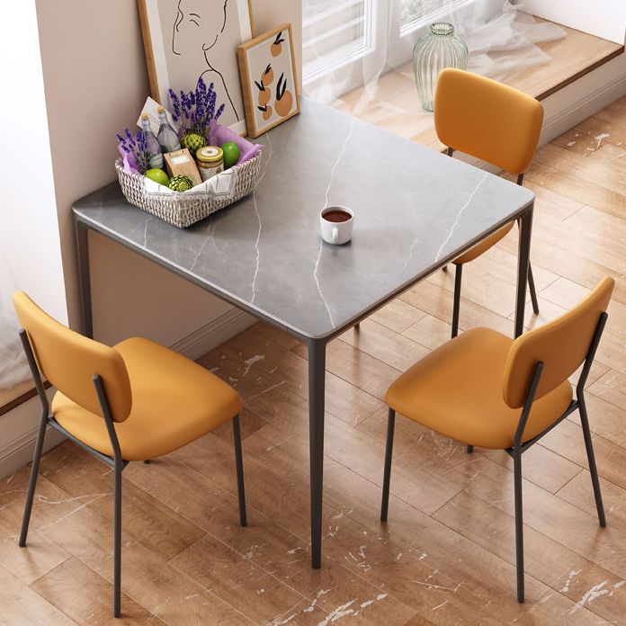 Sintered Stone Grey Dining Table Industrial 4 Legs Table for Dining Room