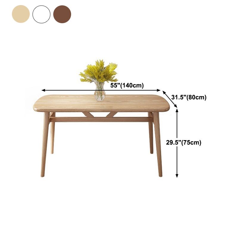 Rectangular Solid Wood Dining Table Modern Furniture with 4 Legs in Matte Finish
