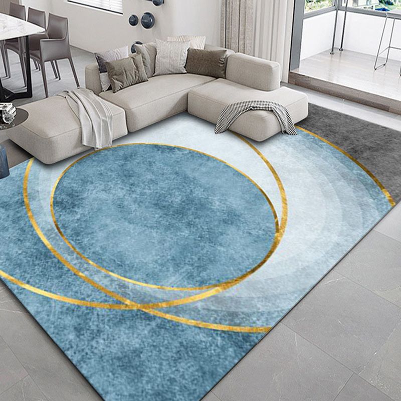 Grey Living Room Area Carpet Modern Geometric Print Area Rug Stain Resistant Area Rug