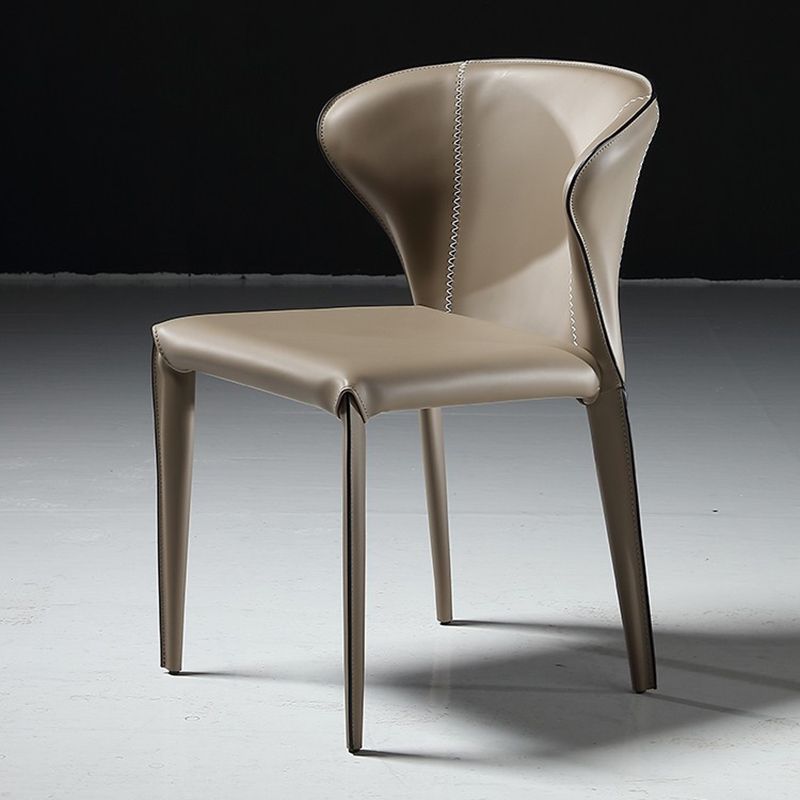 Indoor Wingback Parsons Chair Upholstered Faux Leather Side Chair