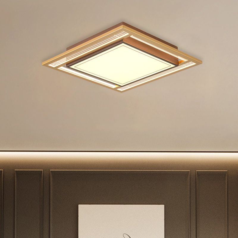 Brown Square/Rectangle Flush Mount Modernist LED Metallic Flush Ceiling Light Fixture, 21"/39" Length