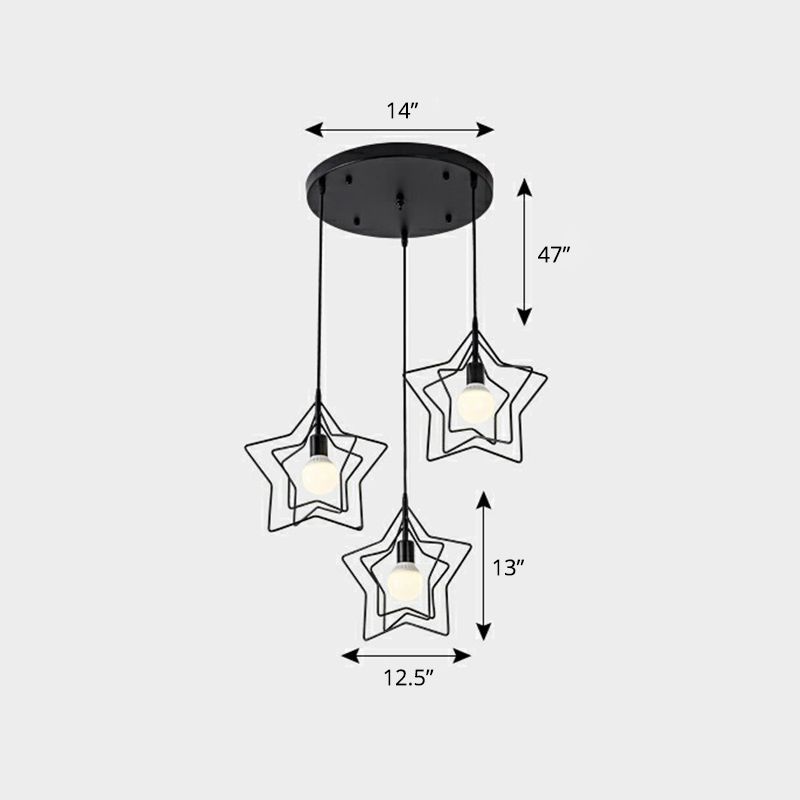 3 teste Filo Filo Cluster Luce a sospensione Nordic Metal Appedful Light per sala da pranzo