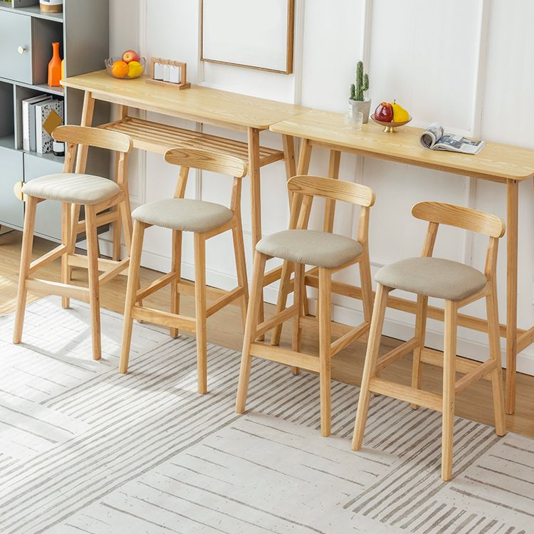 Industrial Backrest Armless Counter Stool Wood Cafe Bar Stool with Pedal and Cushion