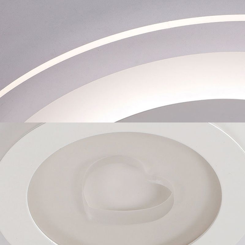 Modern Heart Design Ceiling Lamp Ultrathin Acrylic LED White Flush Mount in Warm/White/Inner Warm Outer White Light