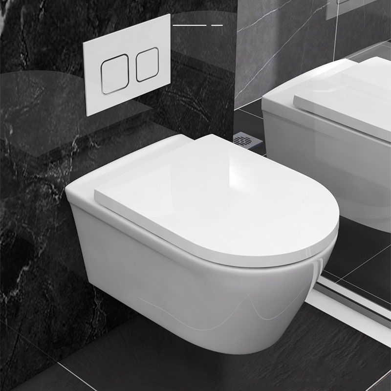 Modern White Siphon Jet Toilet Bowl Wall Mount Flush Toilet With Seat for Bathroom